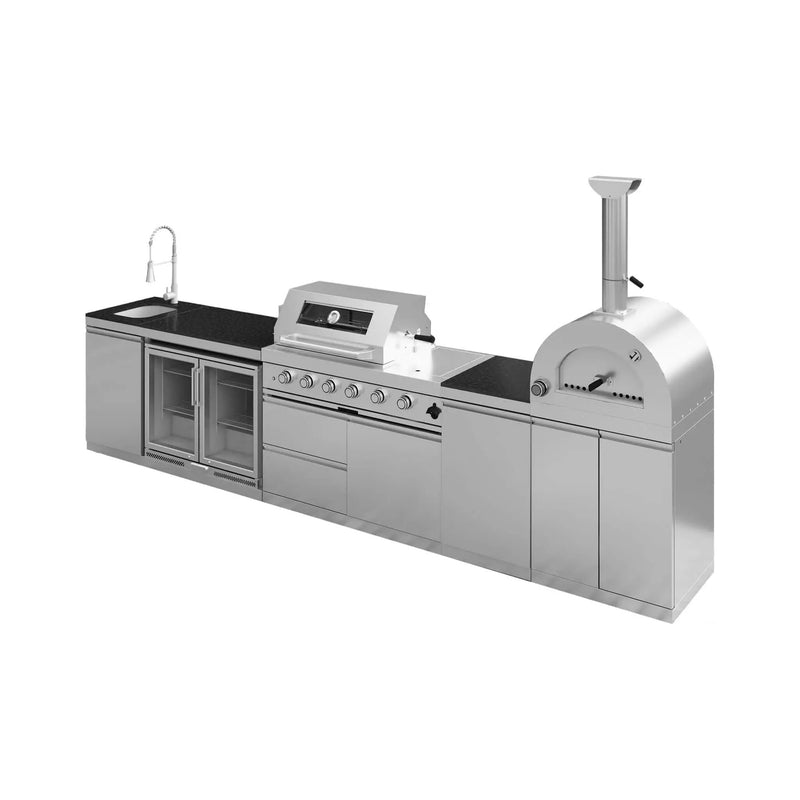 Blazon 150-Inch 4-Burner 108K BTU Outdoor Kitchen Island With Pizza Oven, Rotisserie & Refrigerator (SAK36412) by SAKSBY WHOLESALE