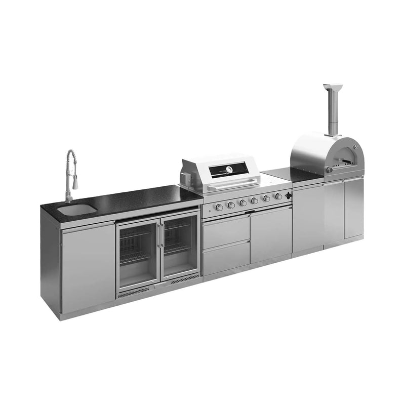 Blazon 150-Inch 4-Burner 108K BTU Outdoor Kitchen Island With Pizza Oven, Rotisserie & Refrigerator (SAK36412) by SAKSBY WHOLESALE