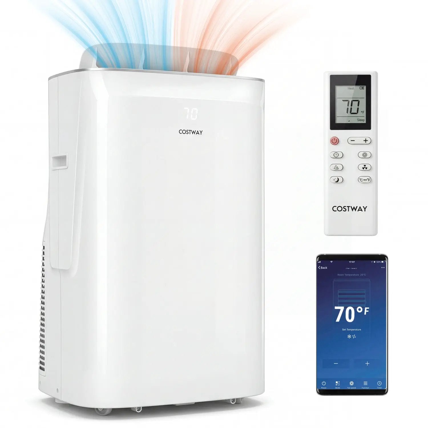 15000 BTU Inverter Portable Air Conditioner Smart Wifi Enabled Cooling & Heating Unit-White by DirectDeals
