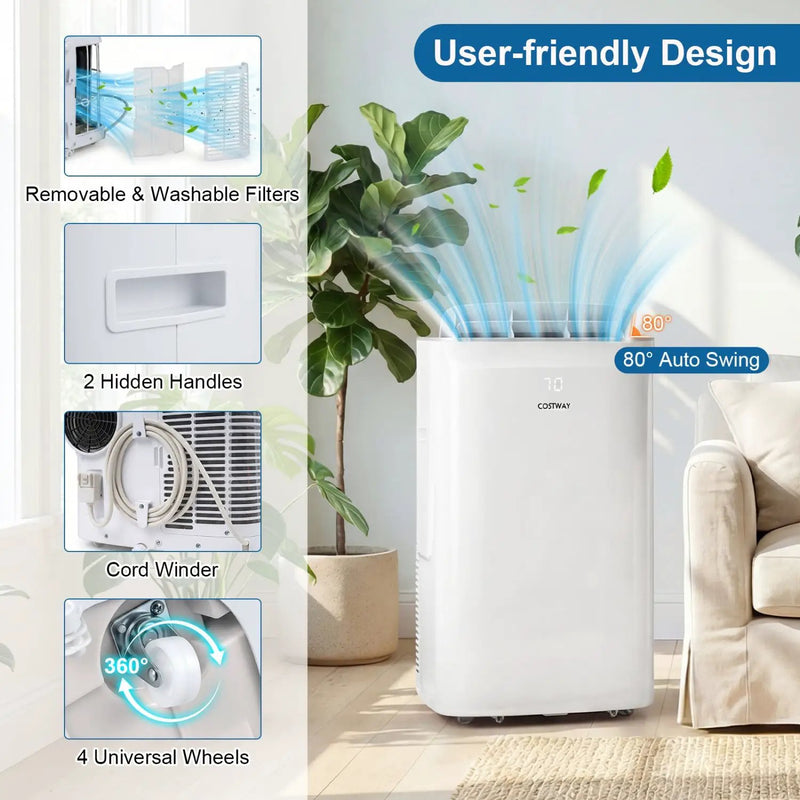 15000 BTU Inverter Portable Air Conditioner Smart Wifi Enabled Cooling & Heating Unit-White by DirectDeals