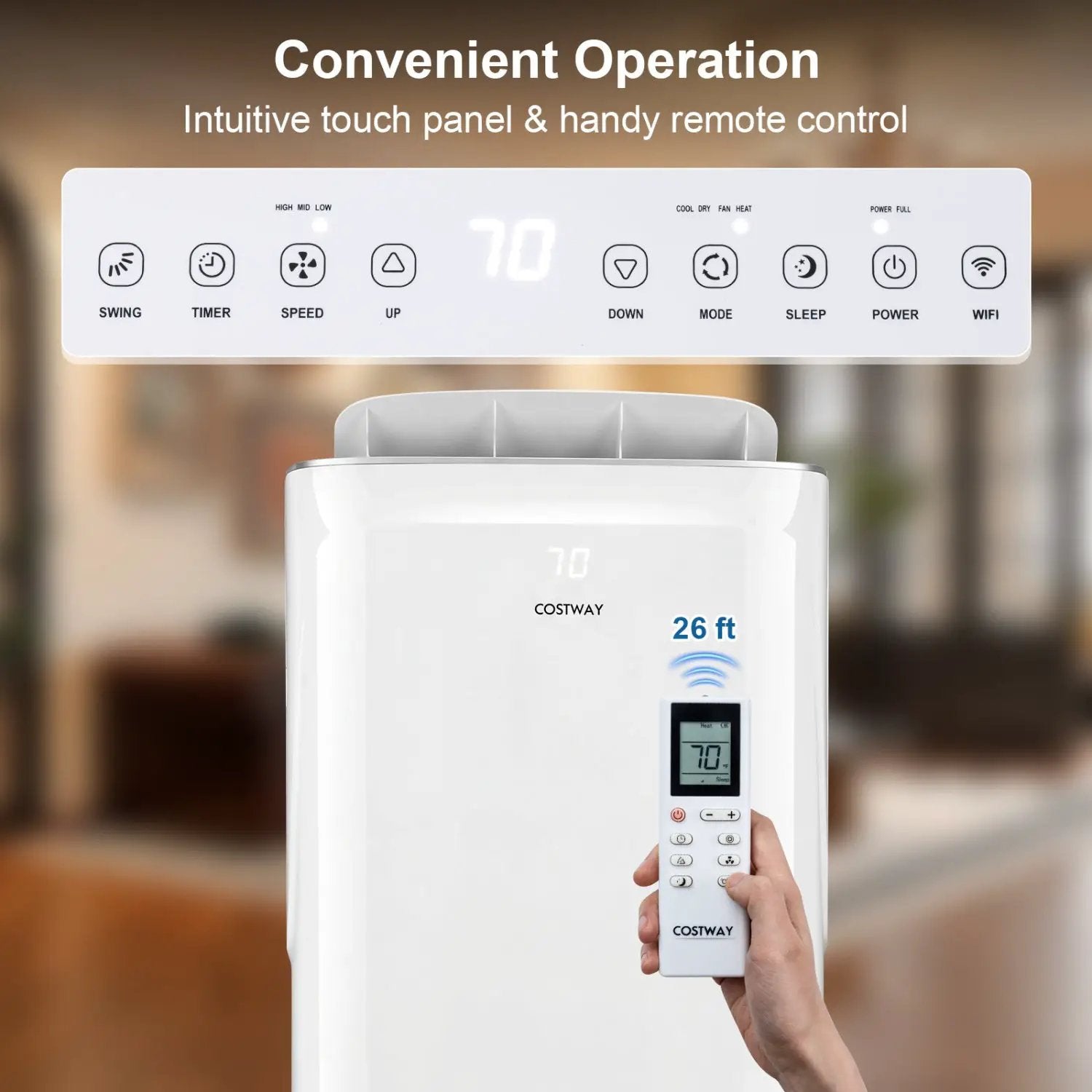 15000 BTU Inverter Portable Air Conditioner Smart Wifi Enabled Cooling & Heating Unit-White by DirectDeals