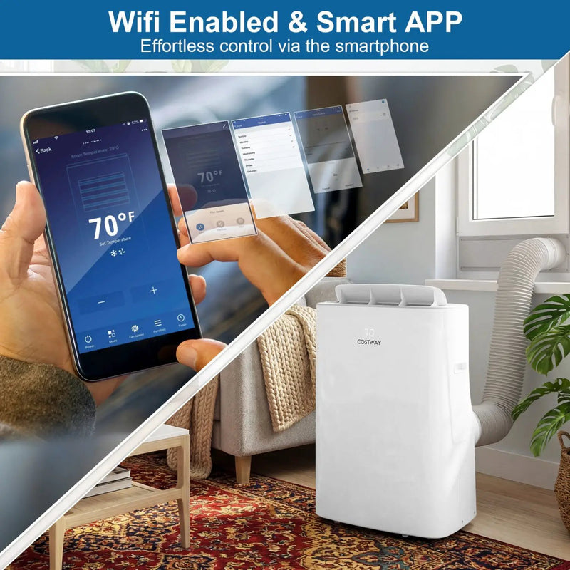 15000 BTU Inverter Portable Air Conditioner Smart Wifi Enabled Cooling & Heating Unit-White by DirectDeals