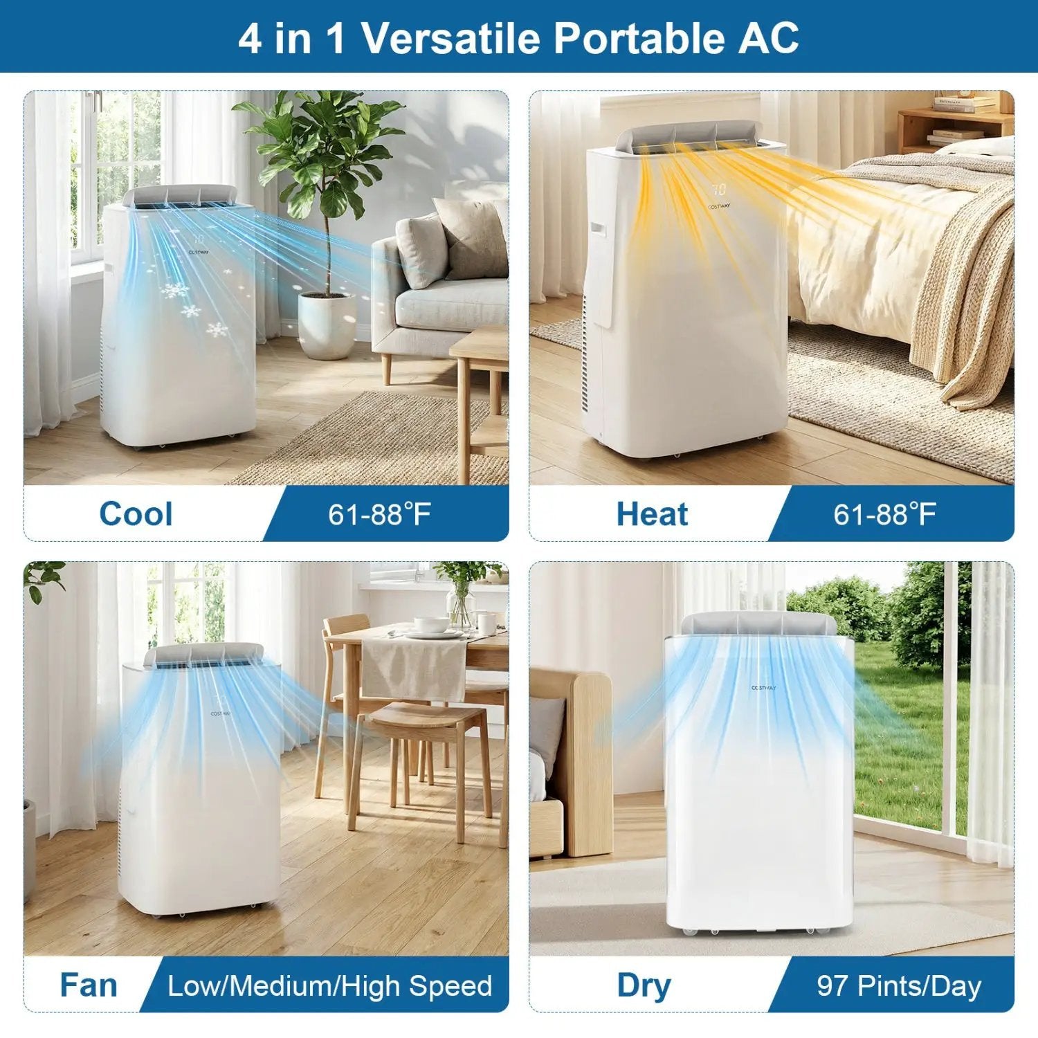 15000 BTU Inverter Portable Air Conditioner Smart Wifi Enabled Cooling & Heating Unit-White by DirectDeals