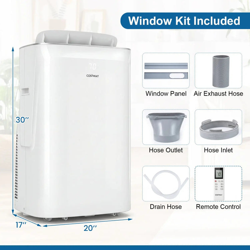 15000 BTU Inverter Portable Air Conditioner Smart Wifi Enabled Cooling & Heating Unit-White by DirectDeals