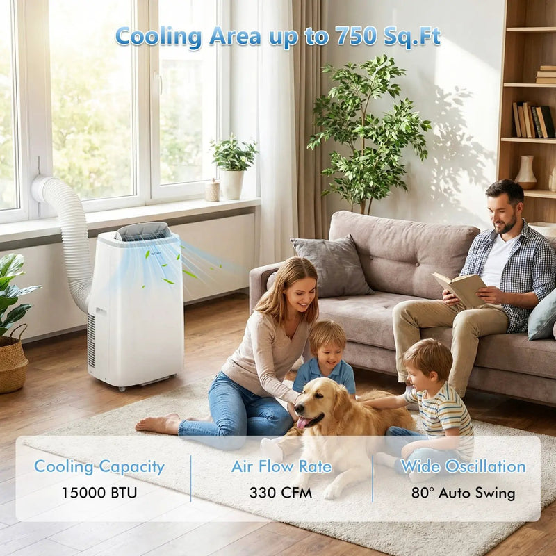 15000 BTU Portable Air Conditioner with APP Control and Fan by DirectDeals