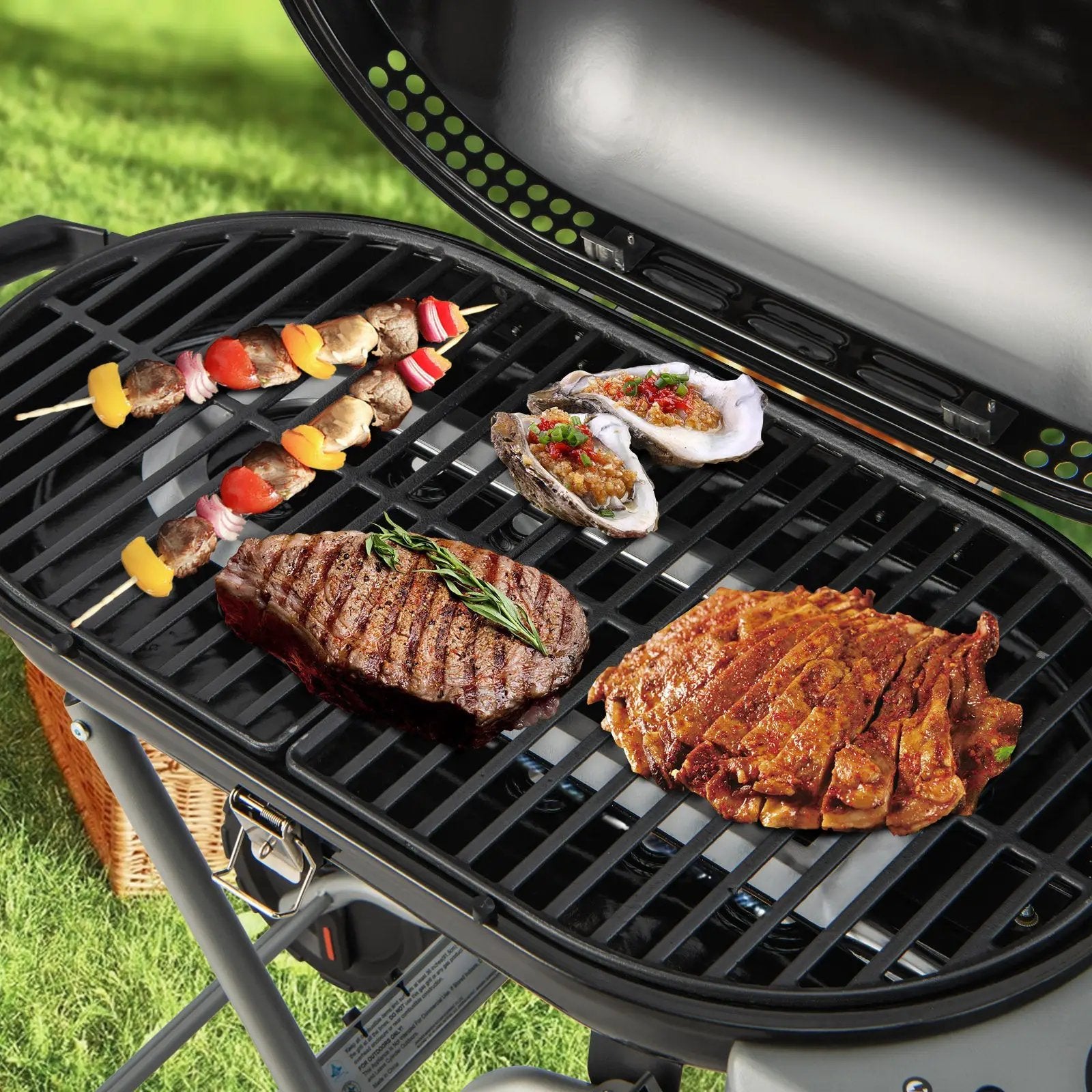 15000 BTU Portable Propane BBQ Grill with Wheels and Side Shelf-Black by DirectDeals