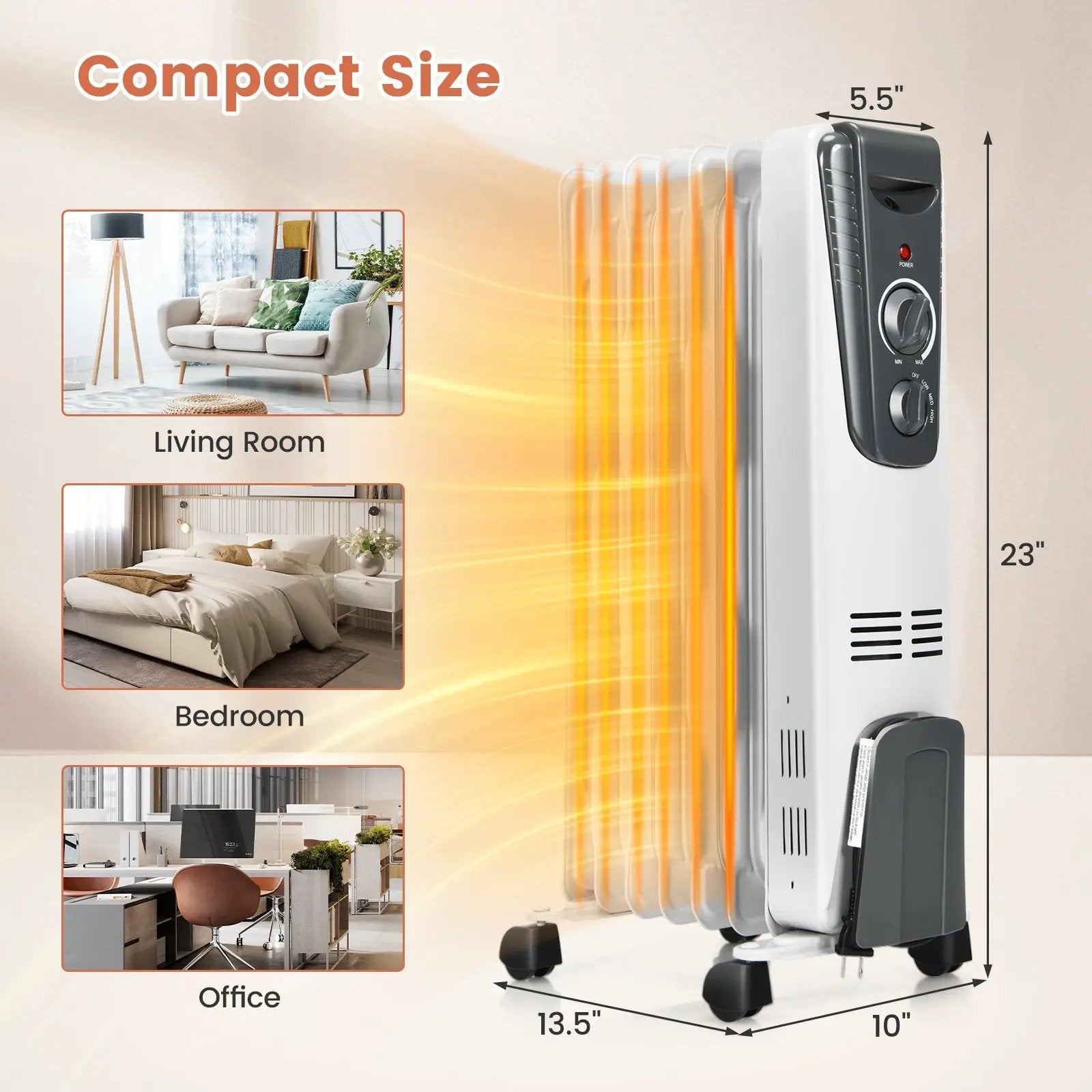 1500W Electric Space Heater with Adjustable Thermostat by DirectDeals