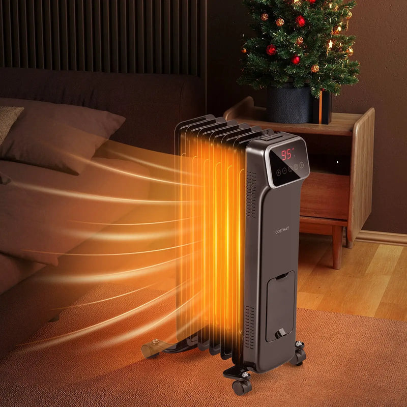 1500W Oil Filled Radiator Heater with Remote Control 3 Modes 24H Timer by DirectDeals