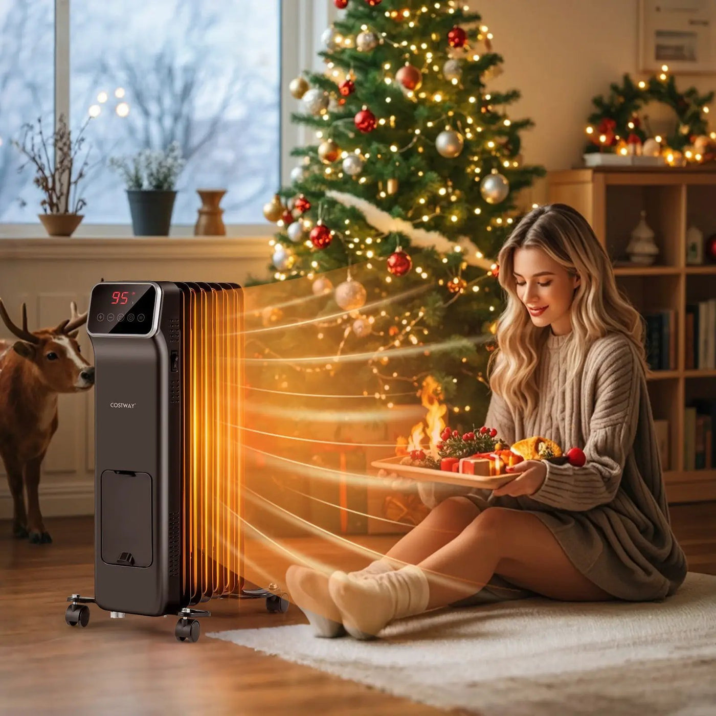 1500W Oil Filled Radiator Heater with Remote Control 3 Modes 24H Timer by DirectDeals
