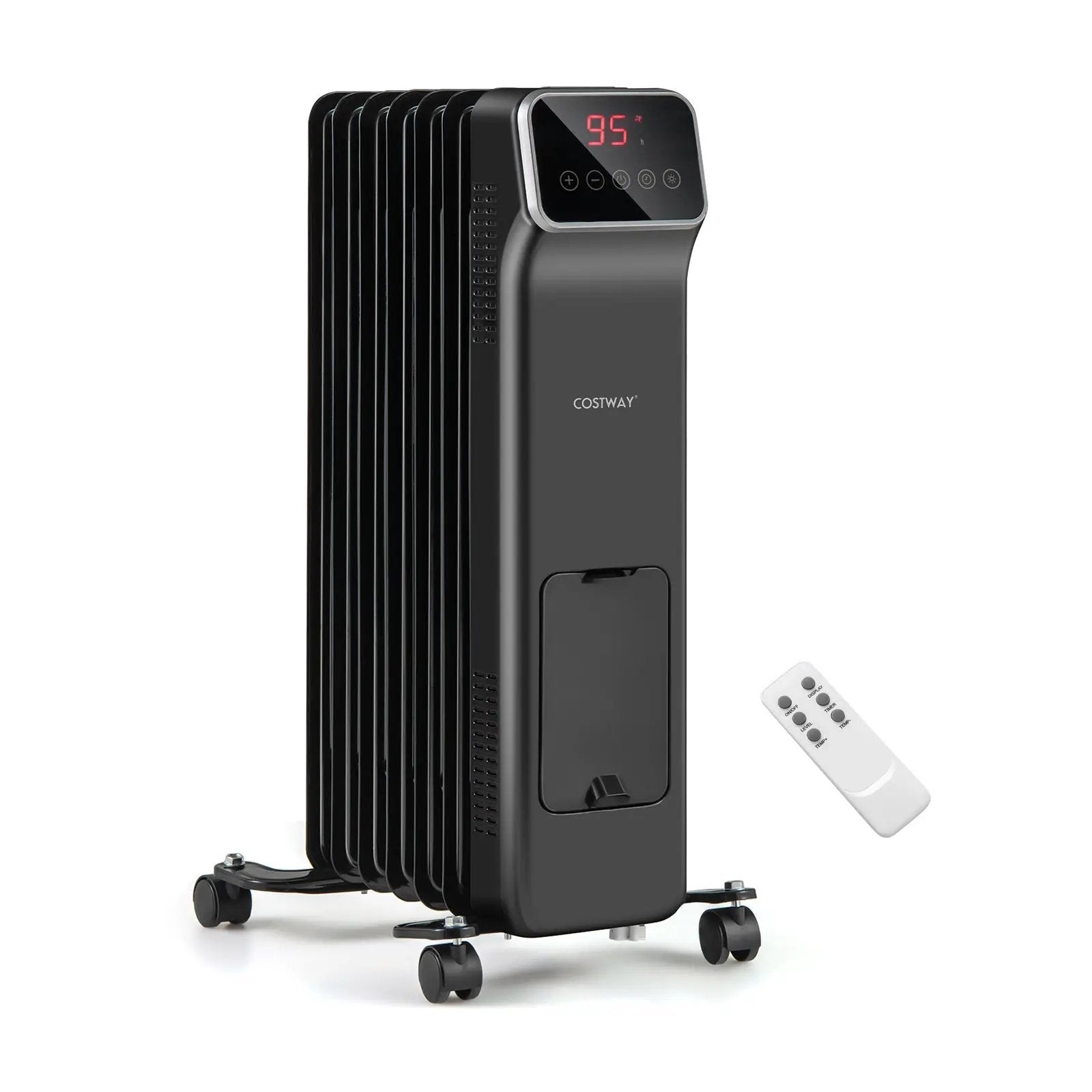 1500W Oil Filled Radiator Heater with Remote Control 3 Modes 24H Timer by DirectDeals