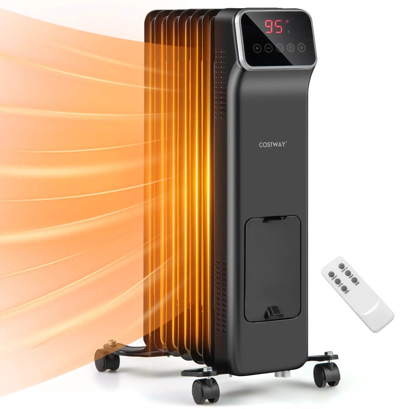 1500W Oil Filled Radiator Heater with Remote Control 3 Modes 24H Timer by DirectDeals