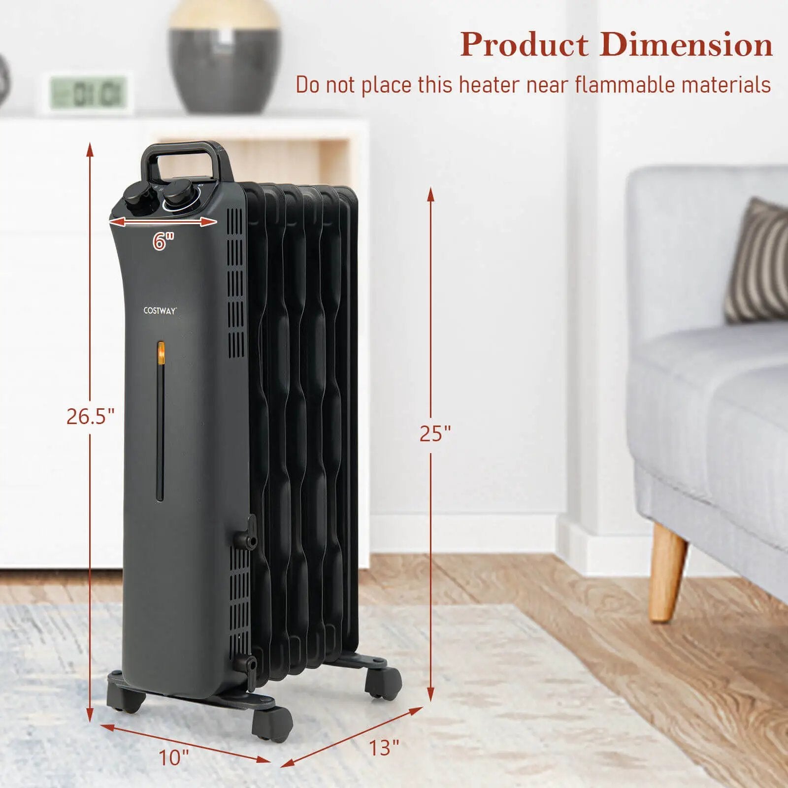 1500W Oil Filled Space Heater with 3-Level Heat by DirectDeals
