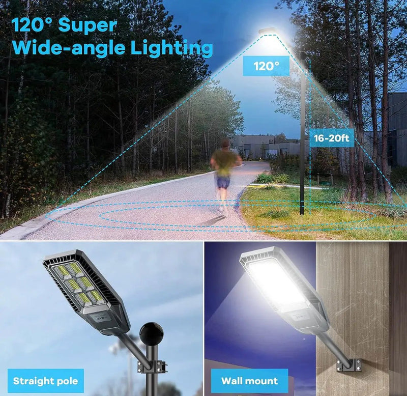 1500W Solar Street Light 30000LM LED Outdoor Waterproof Dusk to Dawn for Yard Lighting IP66 6000K with Bracket and Remote Control by Outdoor Solar Outlet