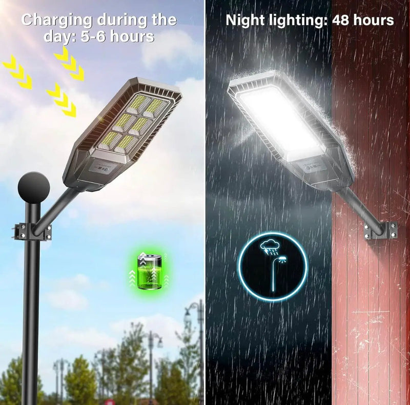 1500W Solar Street Light 30000LM LED Outdoor Waterproof Dusk to Dawn for Yard Lighting IP66 6000K with Bracket and Remote Control by Outdoor Solar Outlet