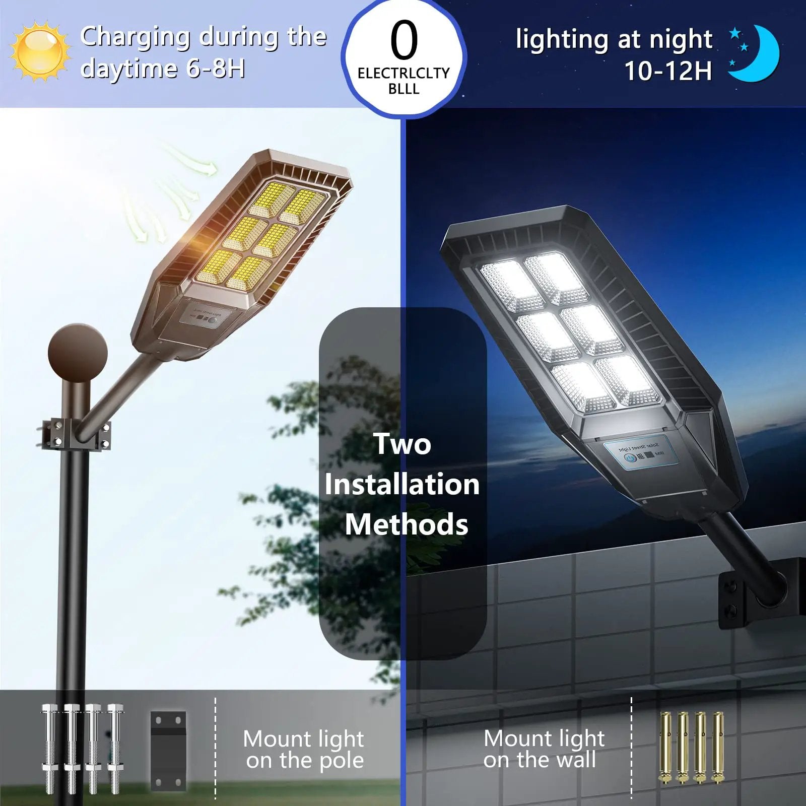 1500W Solar Street Light 30000LM LED Outdoor Waterproof Dusk to Dawn for Yard Lighting IP66 6000K with Bracket and Remote Control by Outdoor Solar Outlet