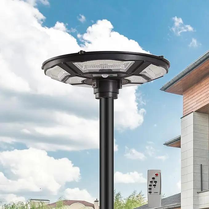 3500W Commercial Solar Round 360° Wide Angle Pole Outdoor Lamp Post Light with 98 inch Pole IP67 Waterproof With Remote by Outdoor Solar Outlet