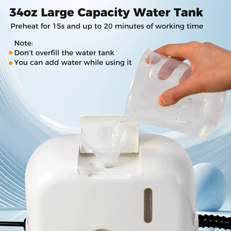 1500W Portable Steam Cleaner with 34 oz Water Tank-White by DirectDeals