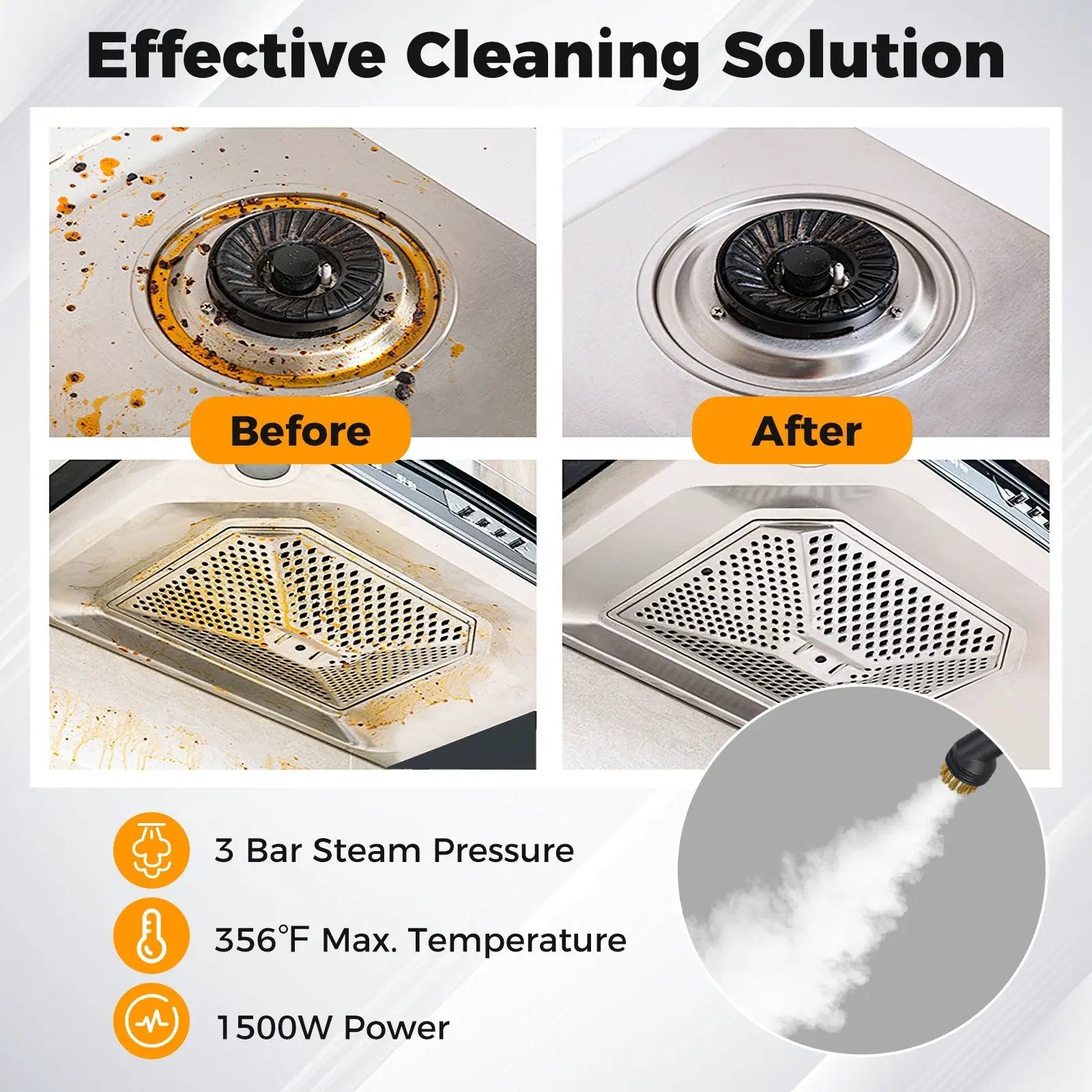 1500W Portable Steam Cleaner with 34 oz Water Tank-White by DirectDeals