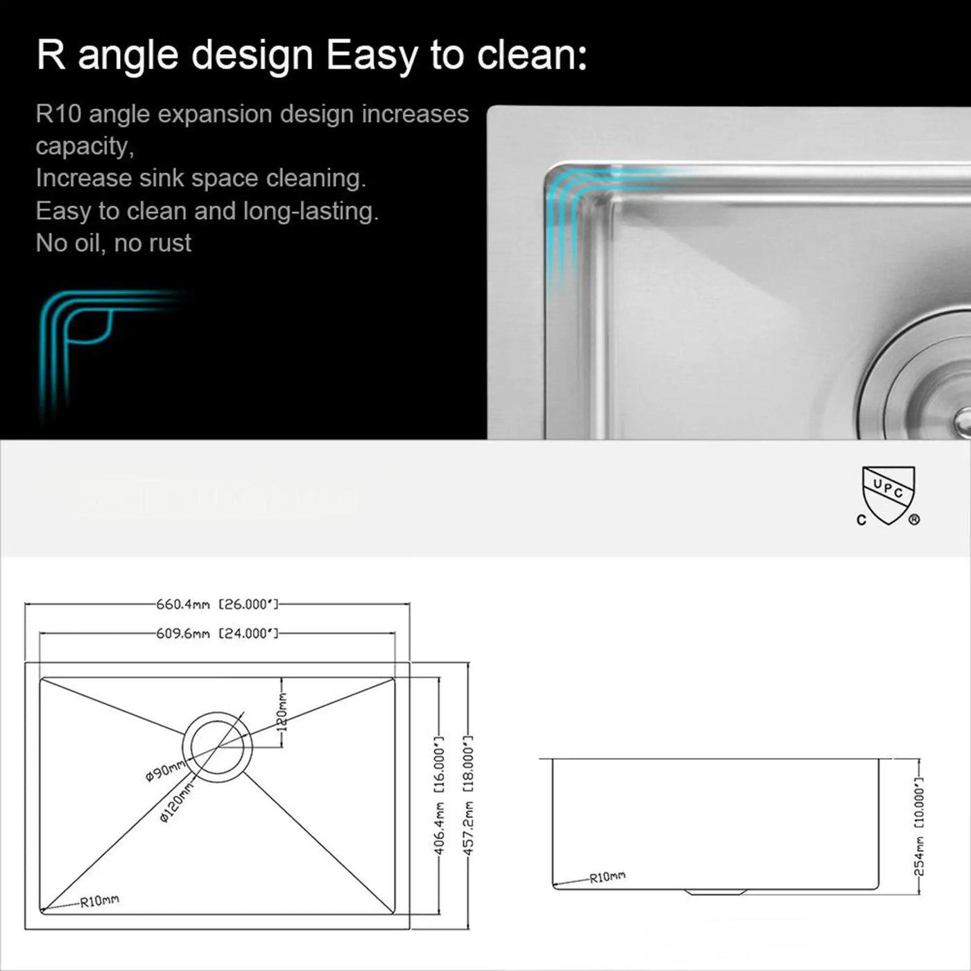 Modern Undermount Stainless Steel Kitchen Sink 16 Gauge, Deep Single Bowl by HouseOfZazla