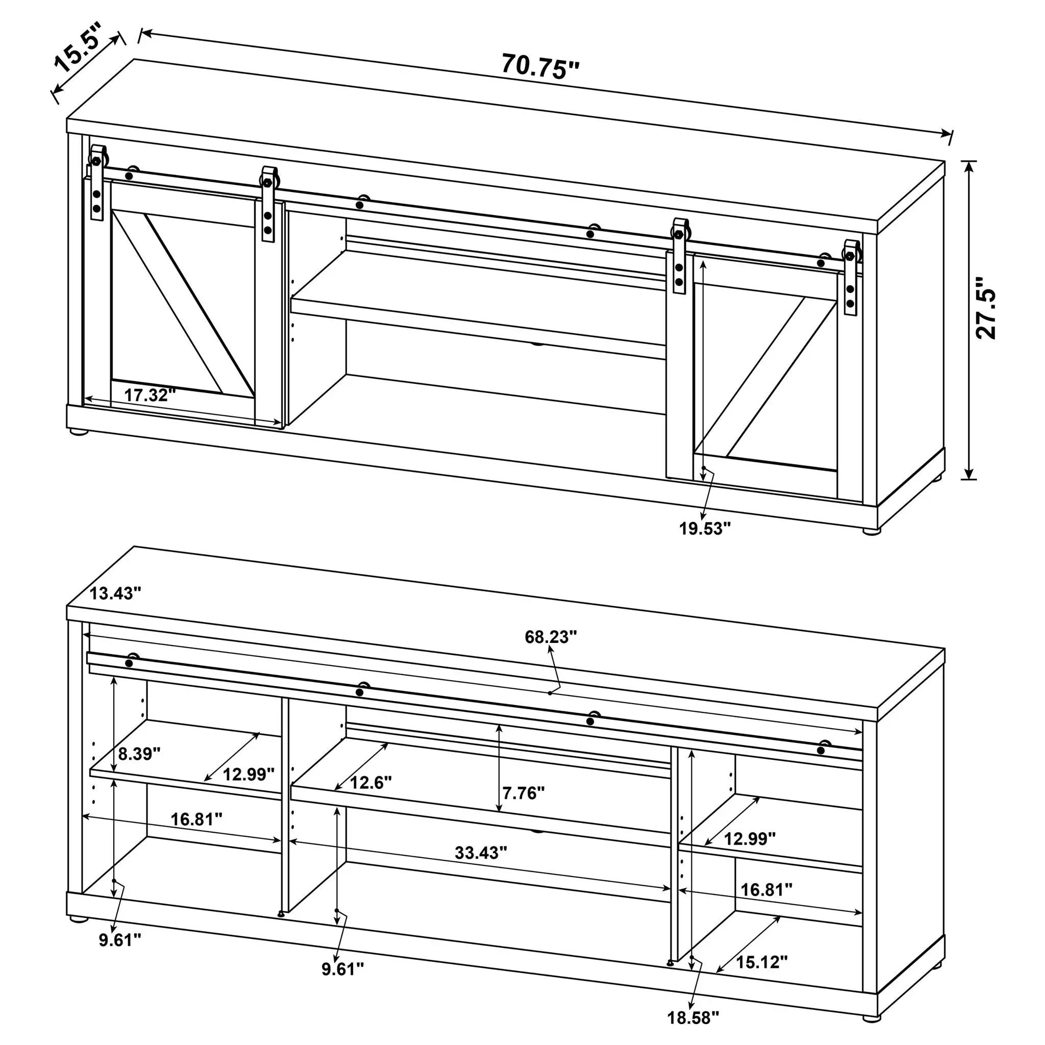 Brockton 2-door Engineered Wood 71-inch TV Stand Grey Driftwood by Unique Piece Furniture