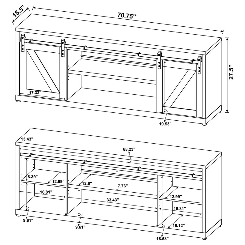 Brockton 2-door Engineered Wood 71-inch TV Stand Grey Driftwood by Unique Piece Furniture