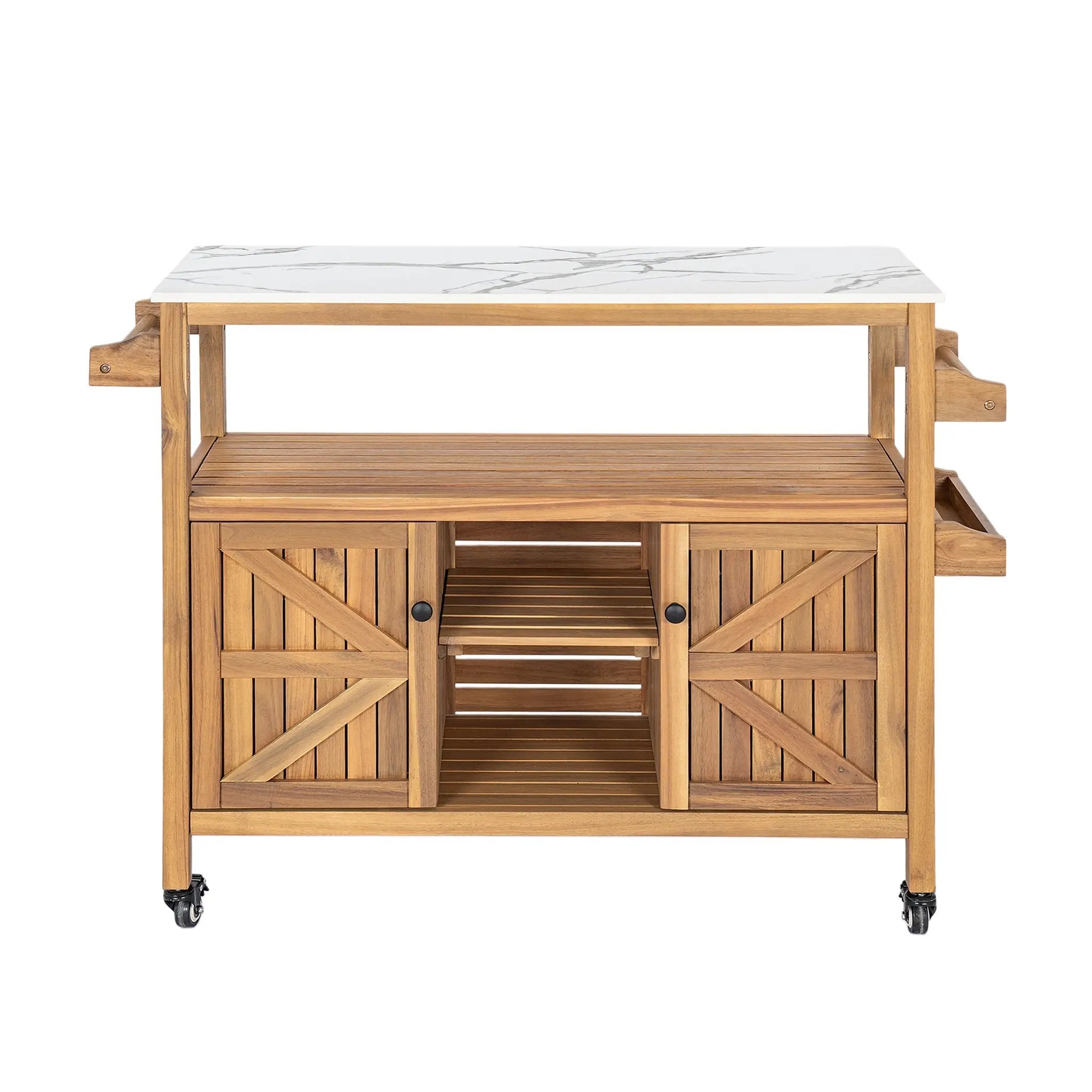 Outdoor Patio Acacia Wood Bar Cart by HouseOfZazla