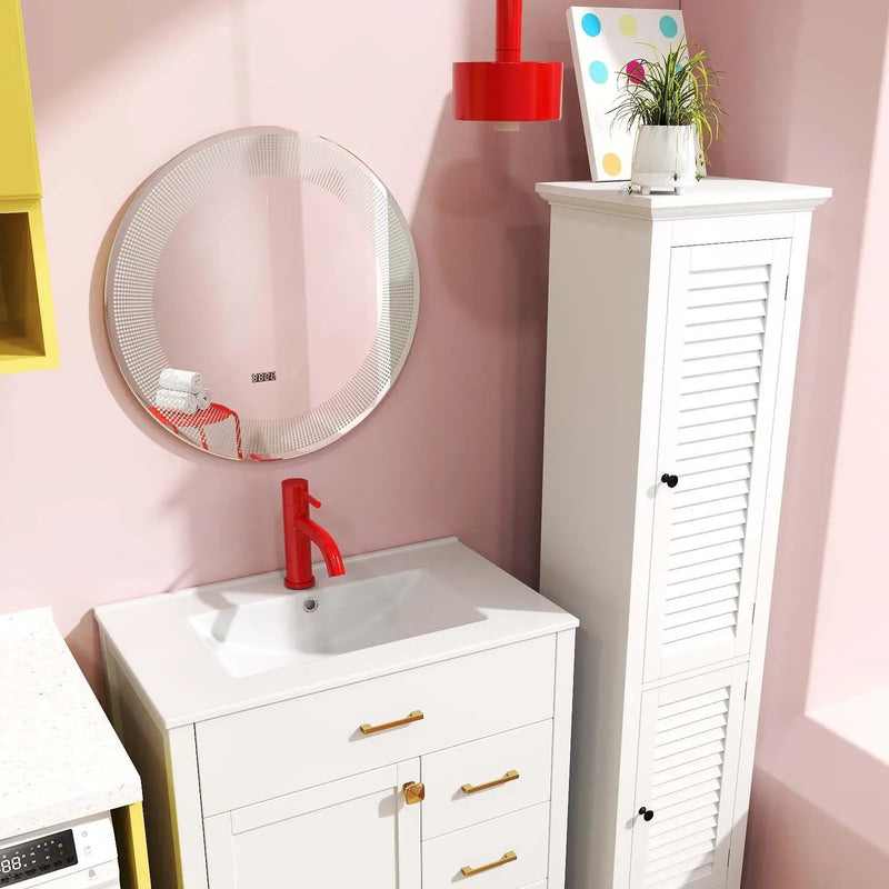 3-Piece Laundry room Bundle: Single Bathroom Vanity + Tall Bathroom Floor Cabinet + 2.6 Cu.ft Compact Portable Clothes Dryer by DirectDeals