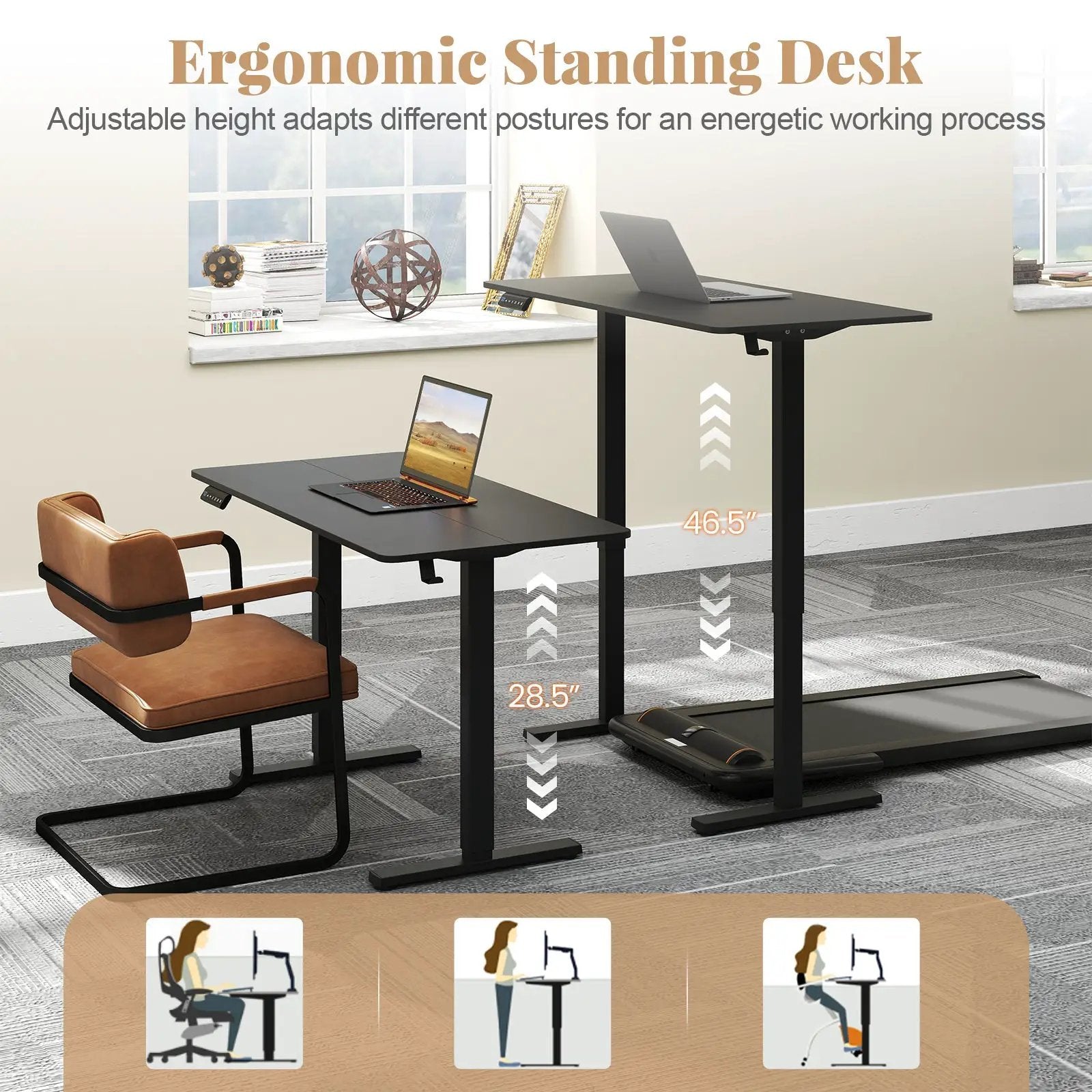 48 Inch x 24 Inch Ergonomic Electric Standing Desk with 3 Memory Settings for Home Office by DirectDeals