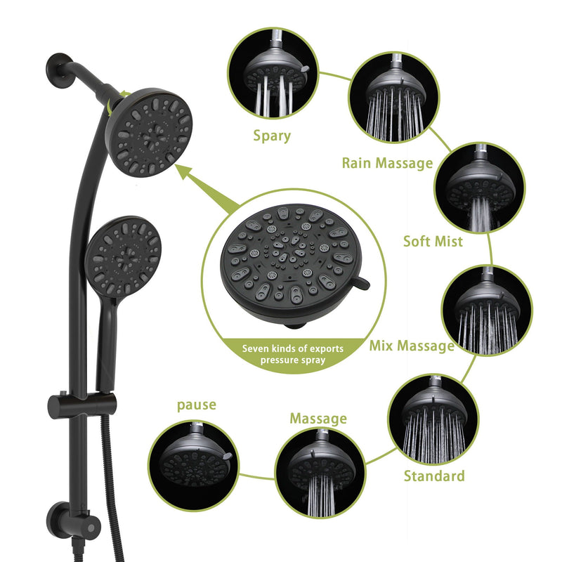 Multi Function Dual Shower Head Shower System With 4.7" Rain Showerhead, 7 Function Hand Shower, Adjustable Slide Bar by HouseOfZazla