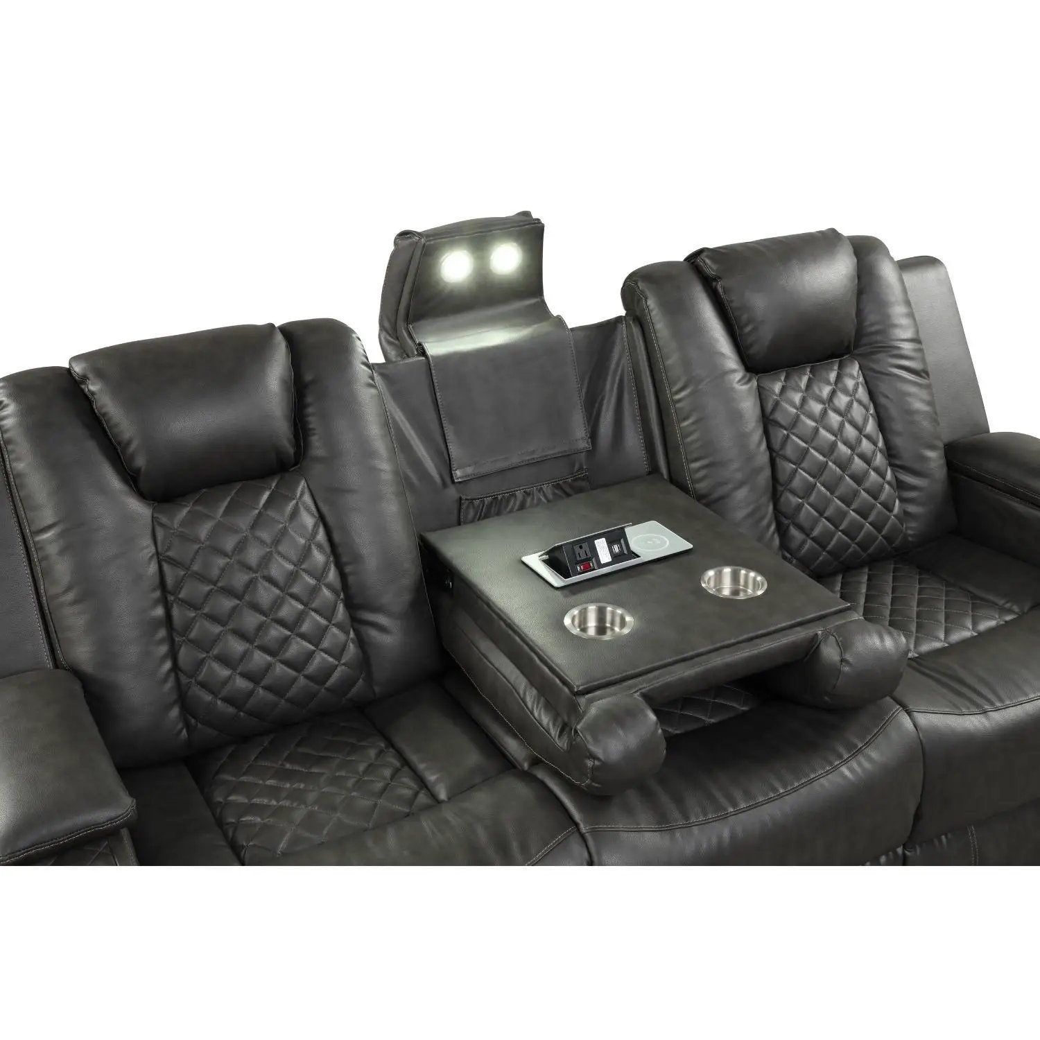 Benz - Power Recliner Set With LED Lighting And USB Charging by HouseOfZazla