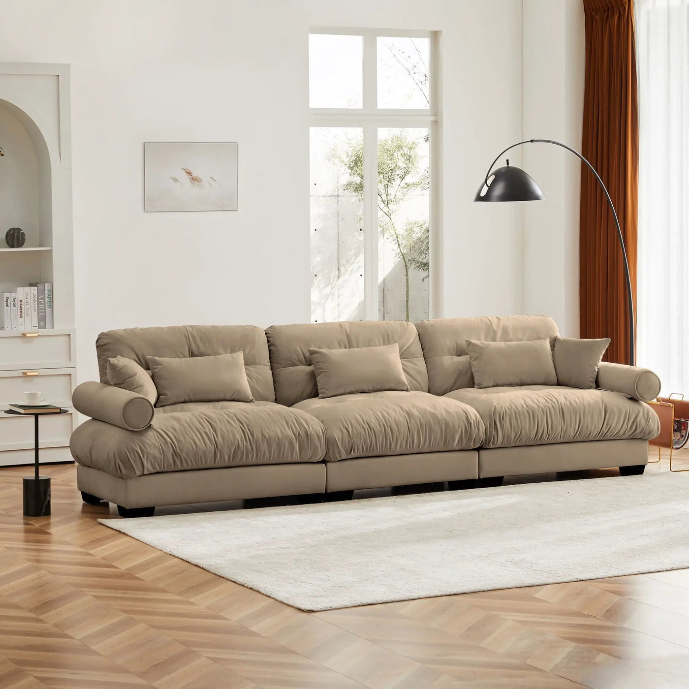 Modern Oversize Sofa With Cloud Like Comfort, Featuring Waist And Throw Pillows by HouseOfZazla