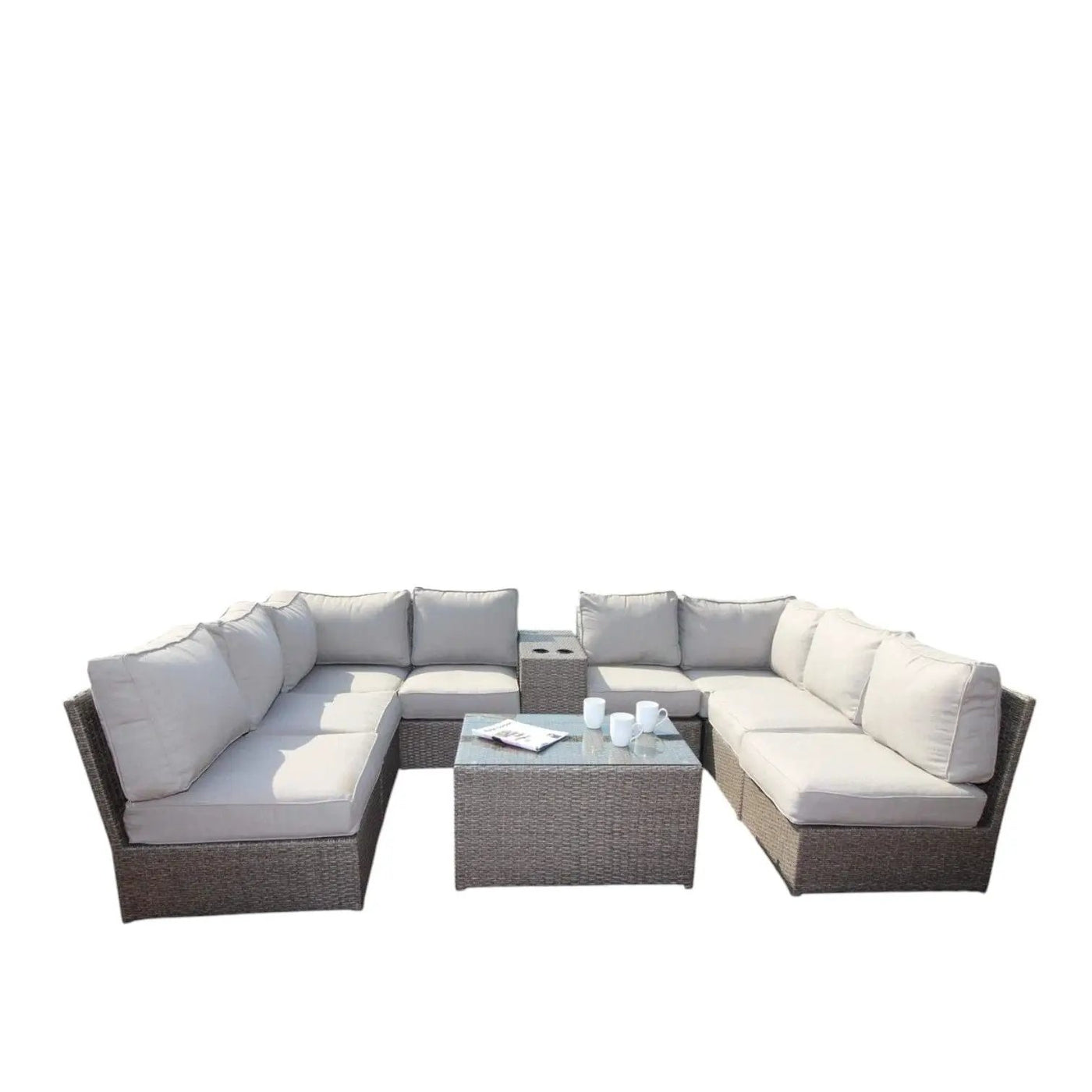 Comfortable Modern Patio Rattan Sectional Set With Cushions by HouseOfZazla