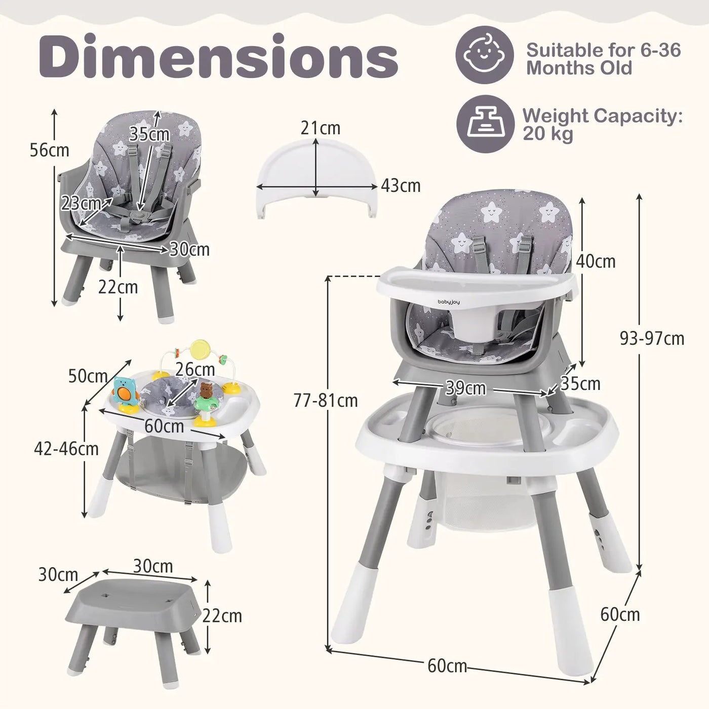 16-in-1 Baby High Chair with Activity Center and Booster Seat for Babies and Toddlers by DirectDeals