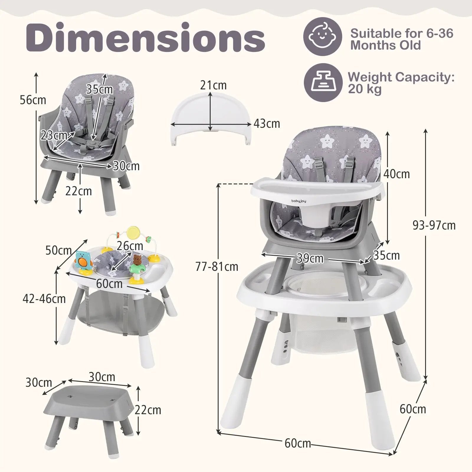 16-in-1 Baby High Chair with Activity Center and Booster Seat for Babies and Toddlers by DirectDeals