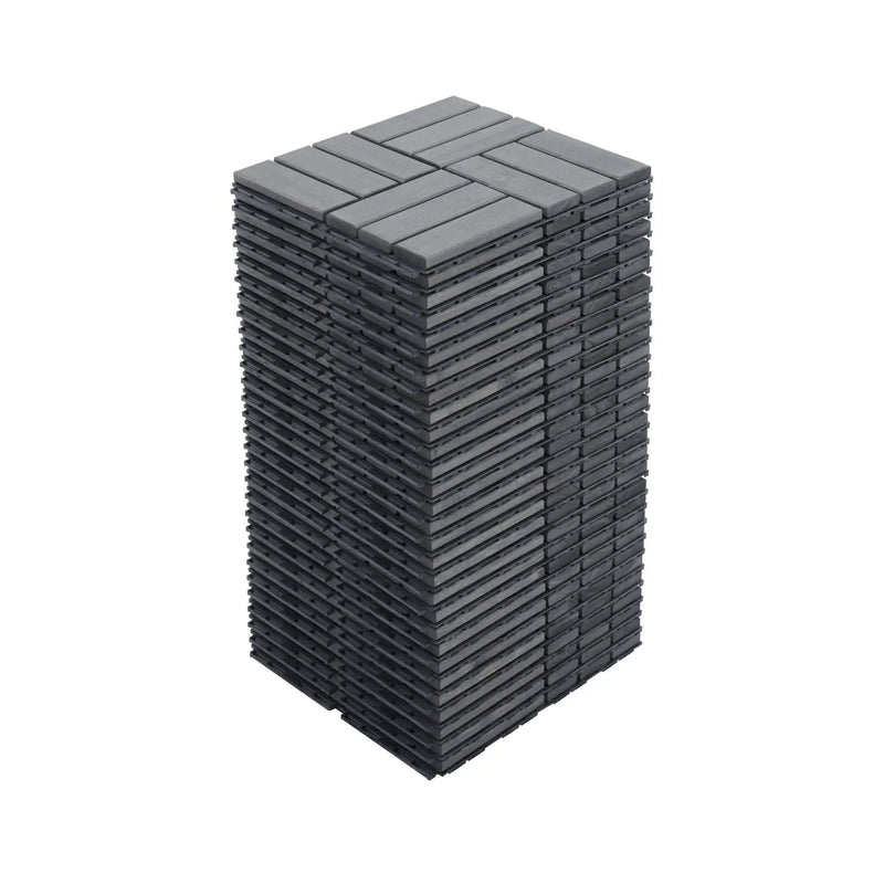 Acacia Wood Interlocking Deck Tiles Checker Pattern For Outdoor Flooring by HouseOfZazla