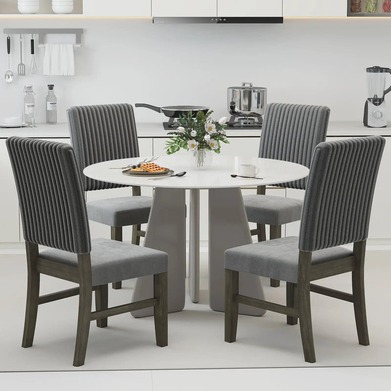 Dining Chair Set of 2 Mid-Century Modern Velvet Fabric Upholstered Chairs-Grey by DirectDeals