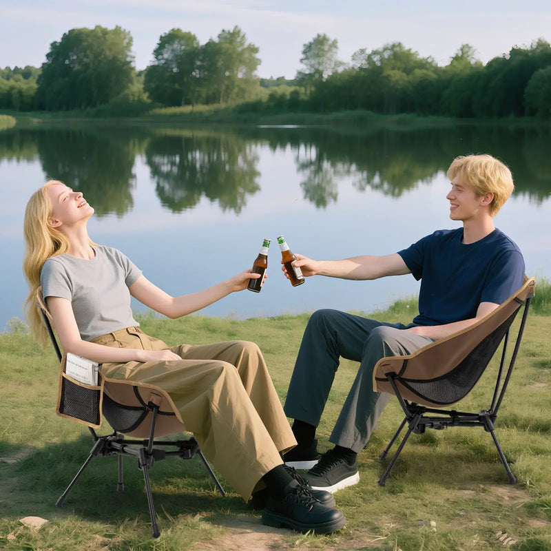 Portable Camping Chair with Compact Carrying Bag-Coffee by DirectDeals