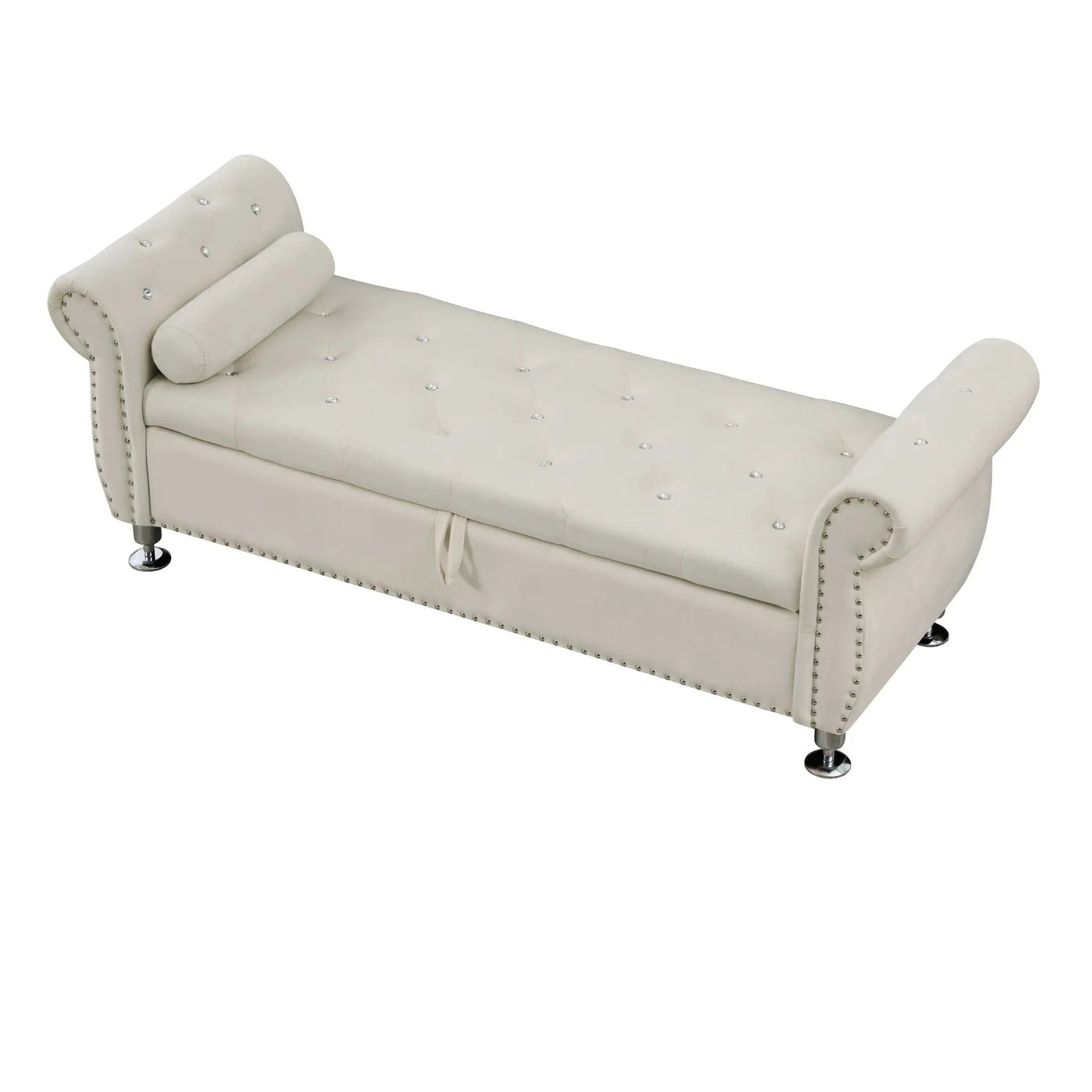 Storage Bench With Crystal Buttons And 1 Pillow For Bedroom by HouseOfZazla
