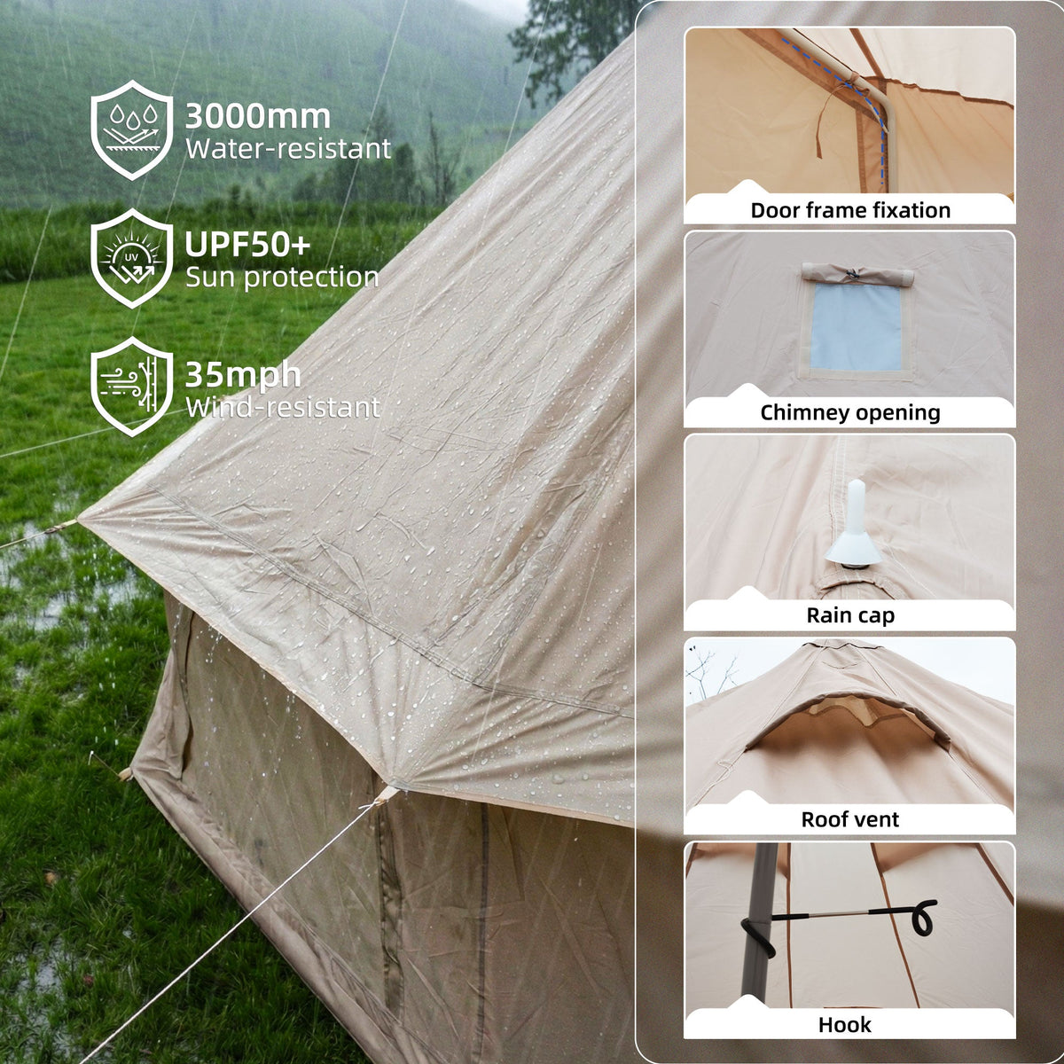 4 Season Bell Tent 16.4FT with Stove Jack - Oxford Fabric, photo 9 of 10