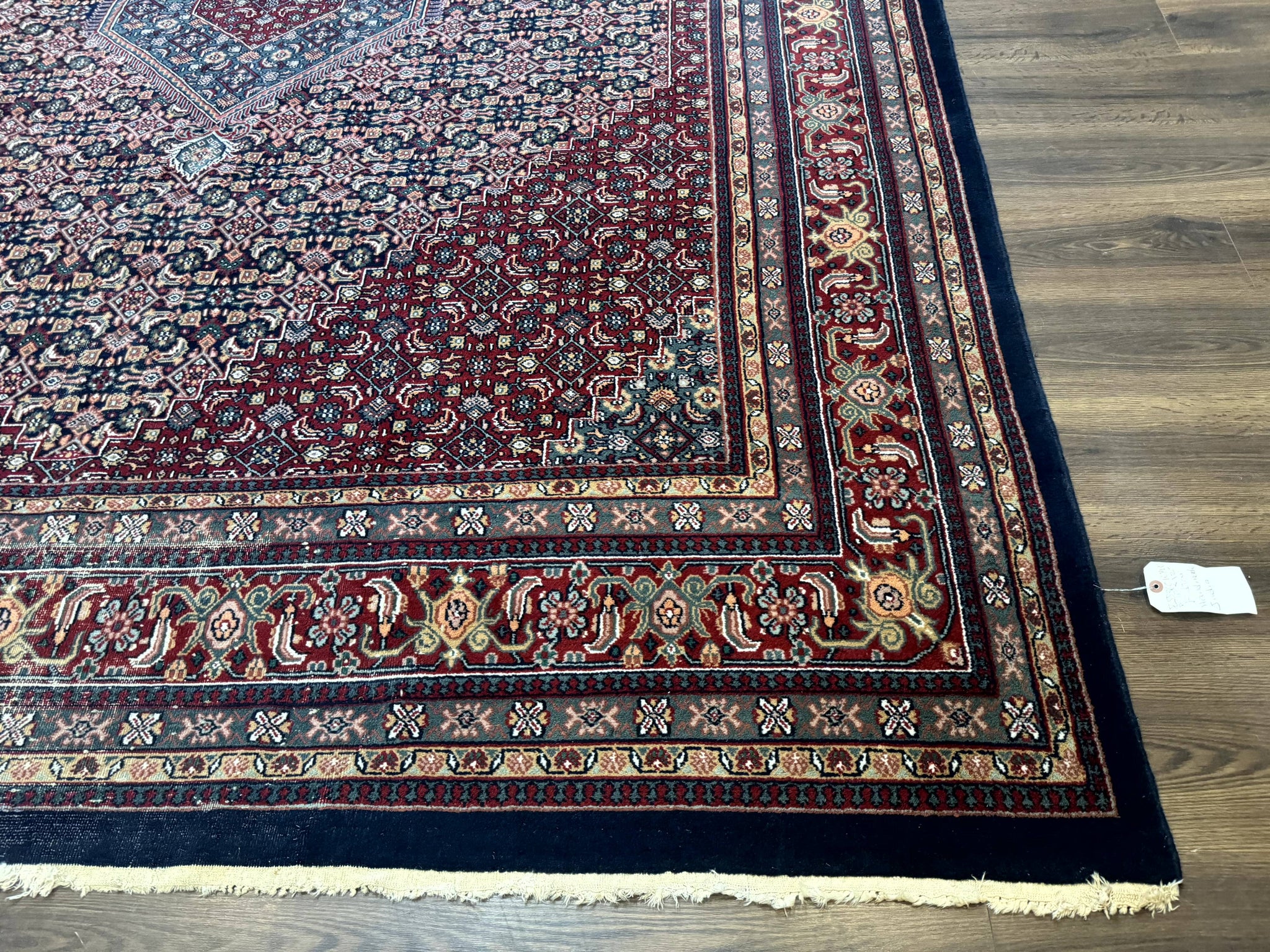 Indo Persian Bidjar Rug 9x12 Wool Handmade Carpet Dark Blue by Jewel Rugs