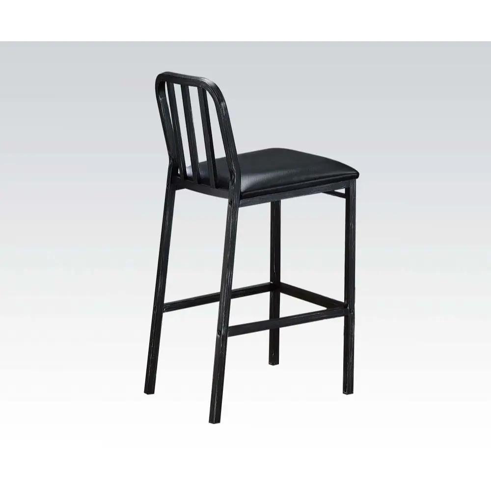 Jodie - Bar Chair (Set of 2) - Black Synthetic Leather & Antique Black by Unique Piece Furniture