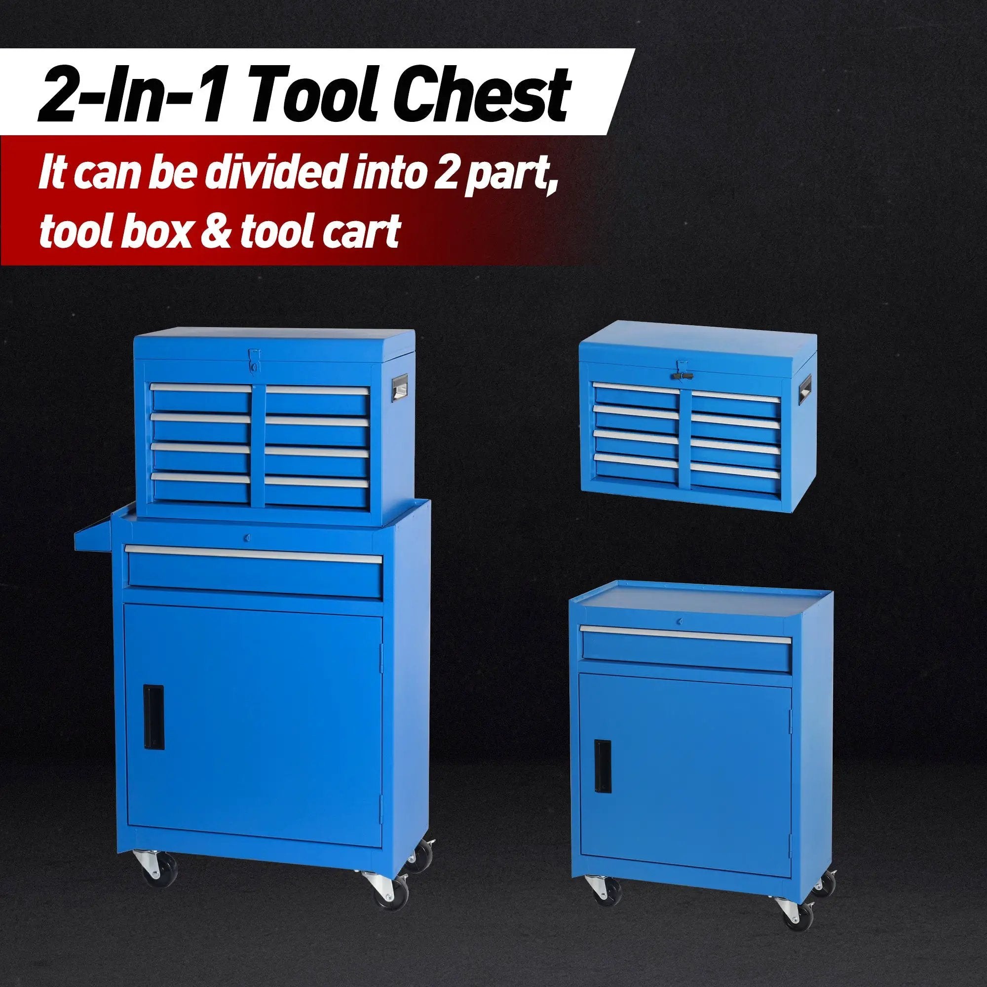 5-Drawer Rolling Tool Storage Cabinet with Detachable Top Toolbox by HouseOfZazla