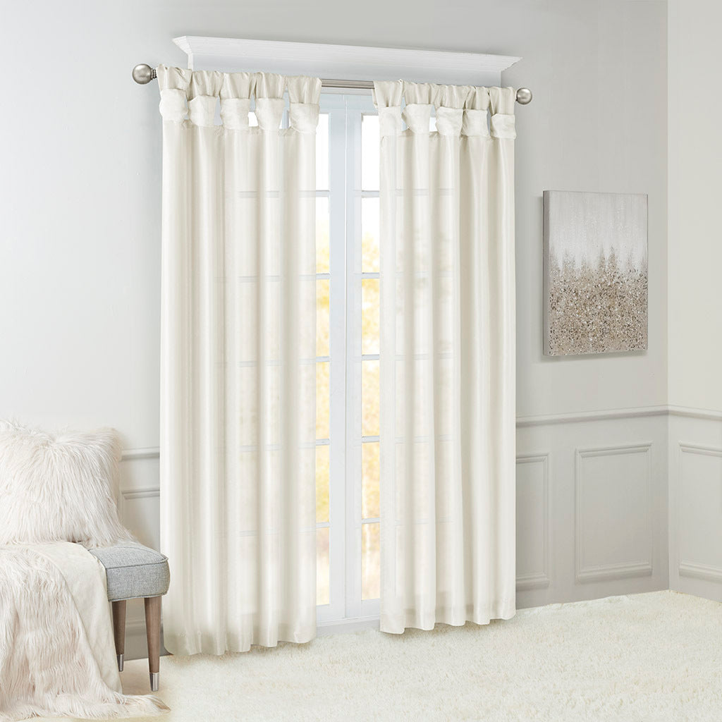Twist Tab Lined Window Curtain Panel White 50x84 by HouseOfZazla