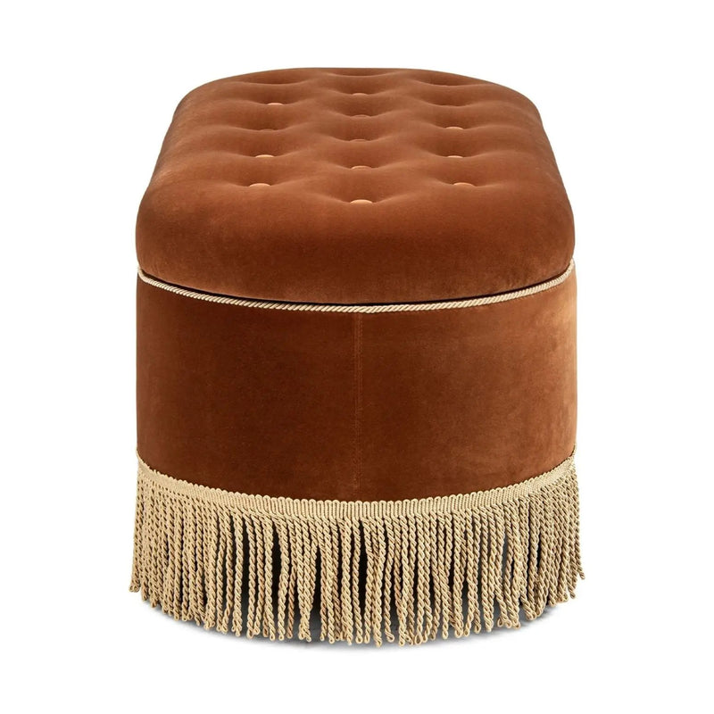 Melinda - Oval Tufted Bullion Fringe Storage Bench by HouseOfZazla