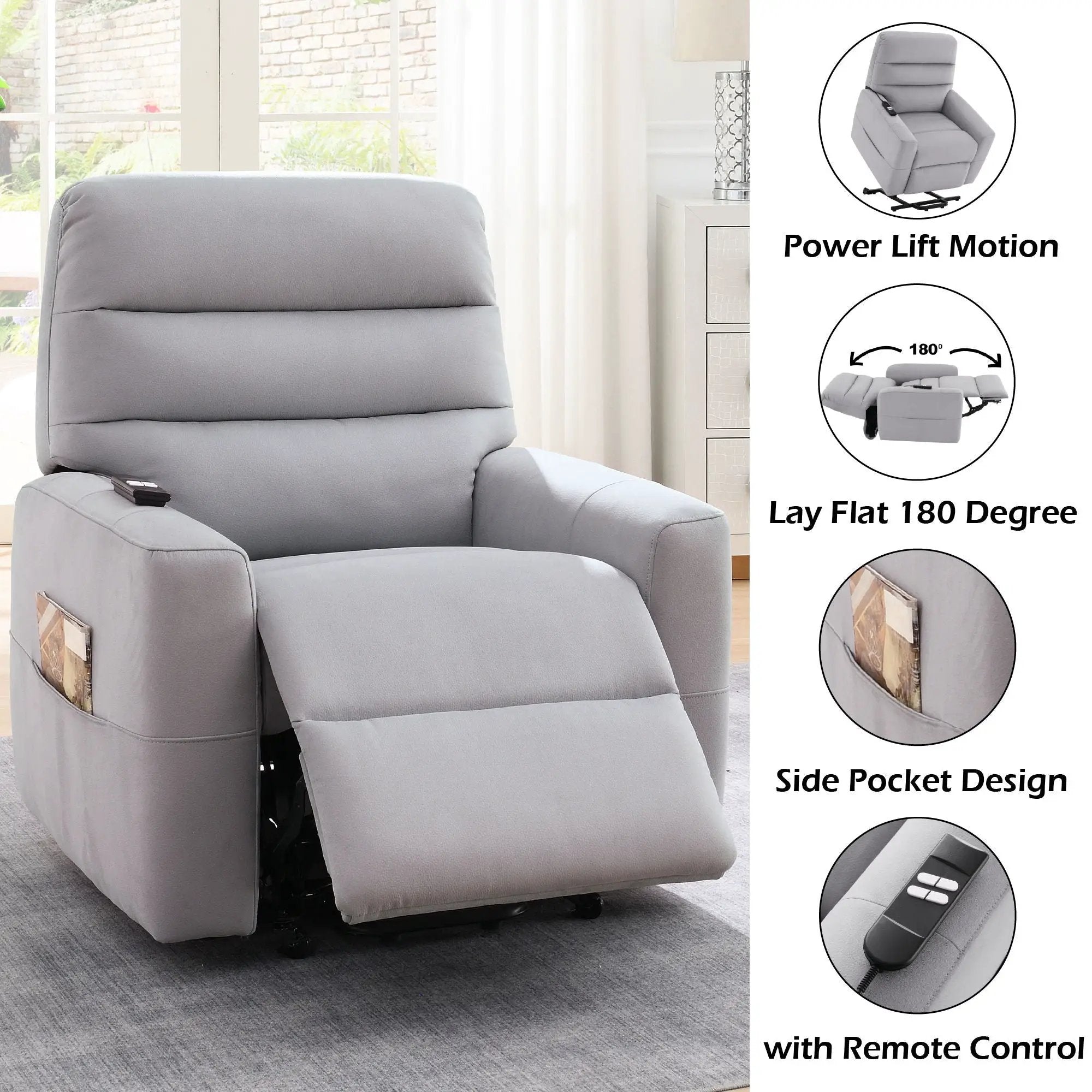Freddie - Power Motion Recliner With Lift - Gray by HouseOfZazla