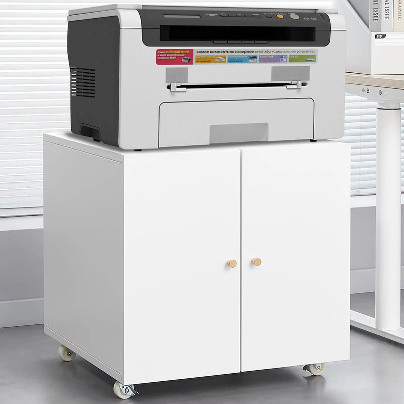 Office Furniture Copier Cabinet 2 Door Steel Copier Stand Mobile Pedestal File Printer Stand by Unique Piece Furniture