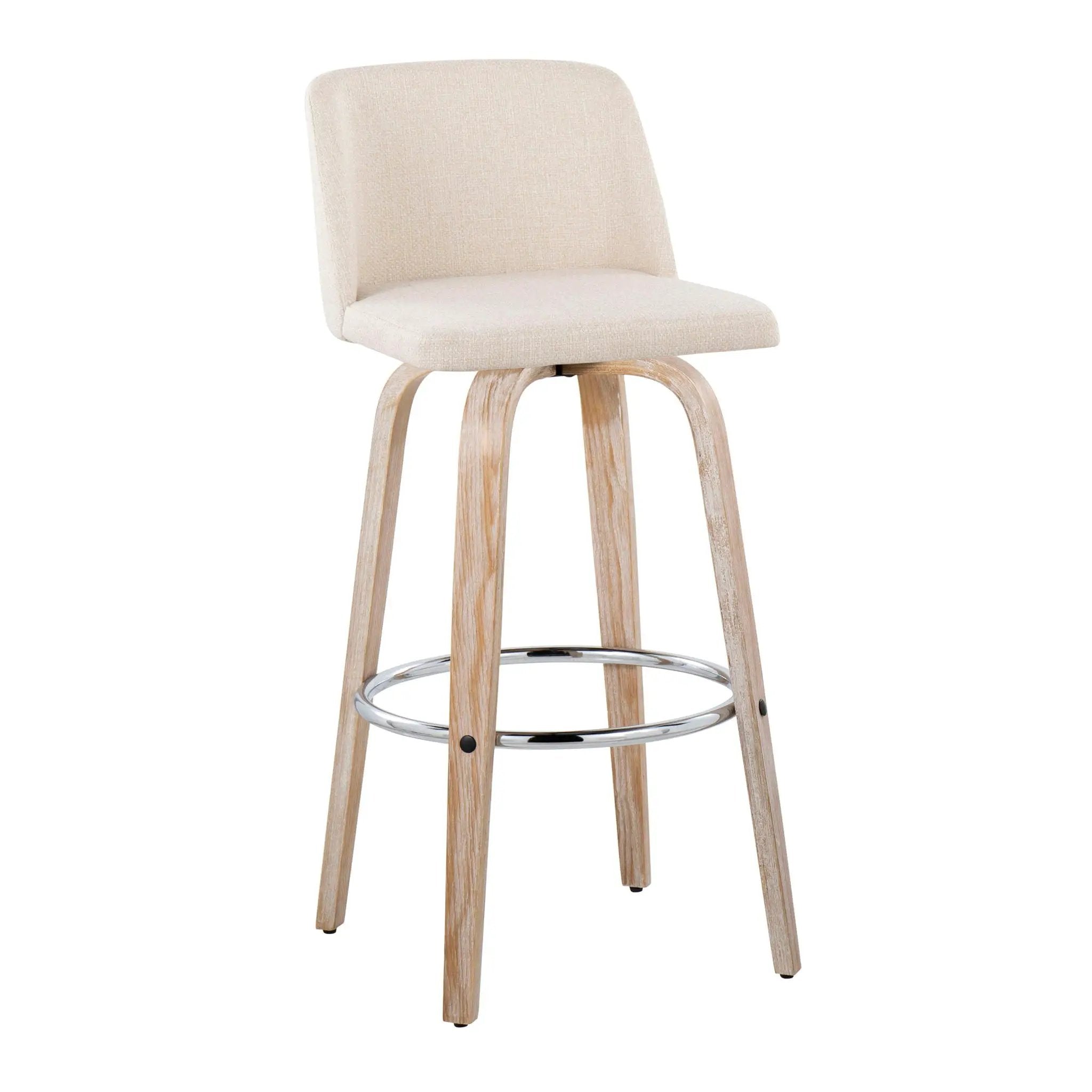 Toriano - Contemporary Fixed Height Barstool With Swivel & Round Footrest (Set of 2) by HouseOfZazla