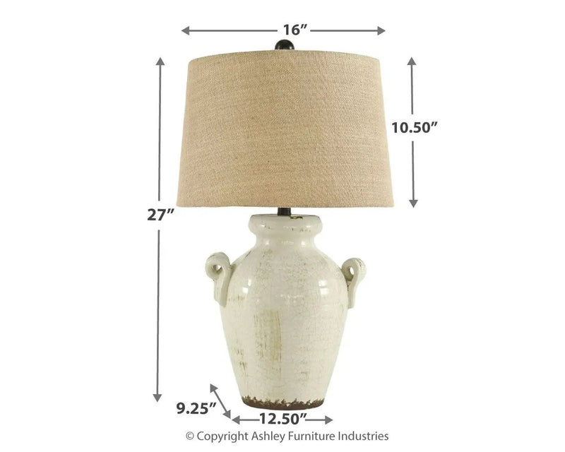 Emelda - Ceramic Table Lamp - Cream by Unique Piece Furniture