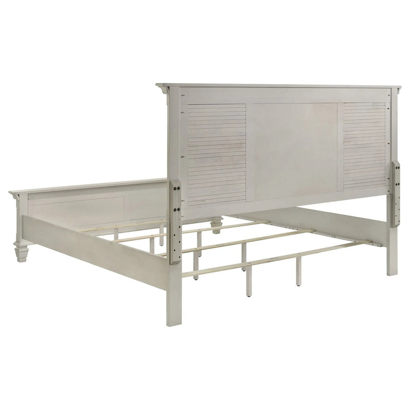 Franco Wood Eastern King Panel Bed Distressed White by Unique Piece Furniture