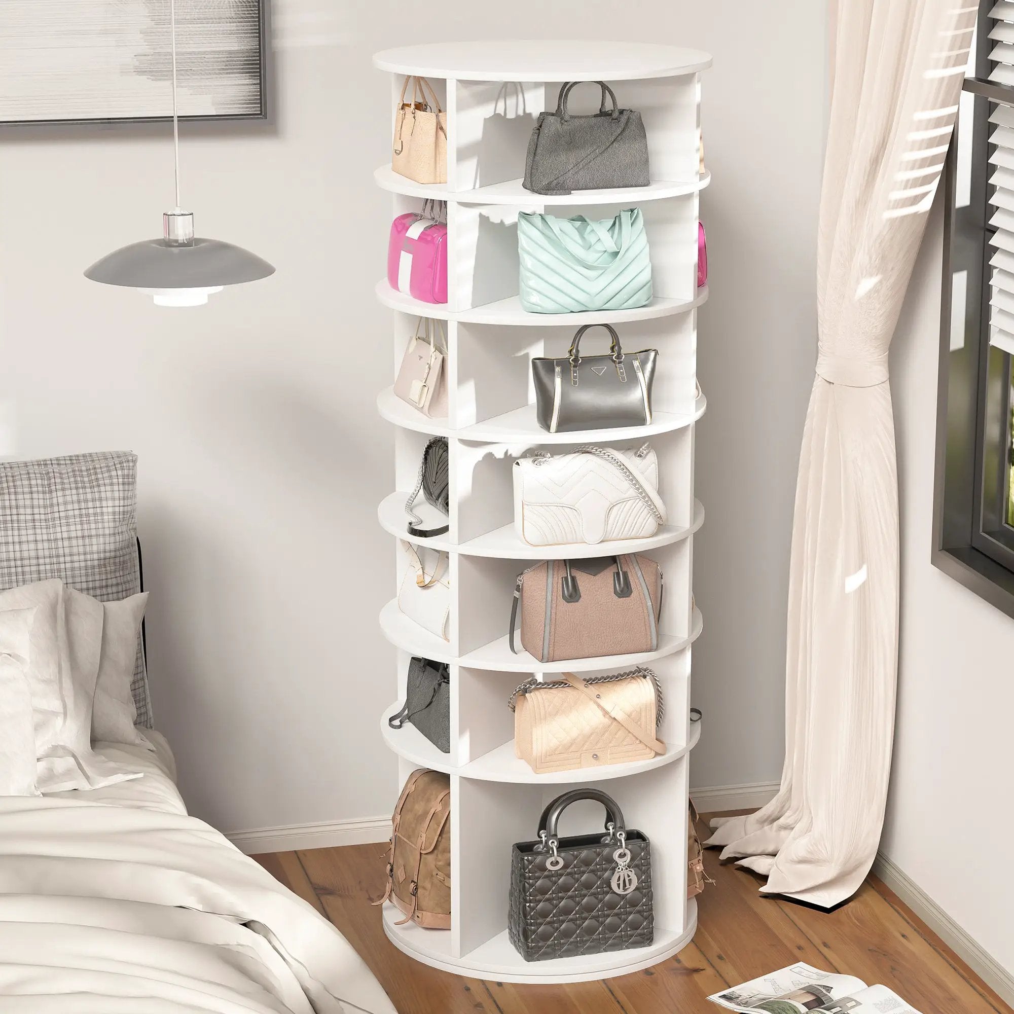 Rotating Shoe Rack Tower - 7-Tier Spinning Shoe Organizer by HouseOfZazla
